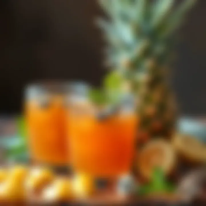 A vibrant arrangement of herbal ingredients used in pineapple tea