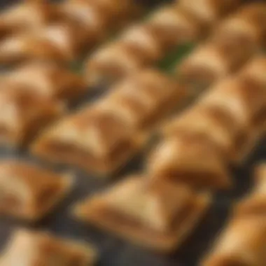 Layering the baklava sheets with precision