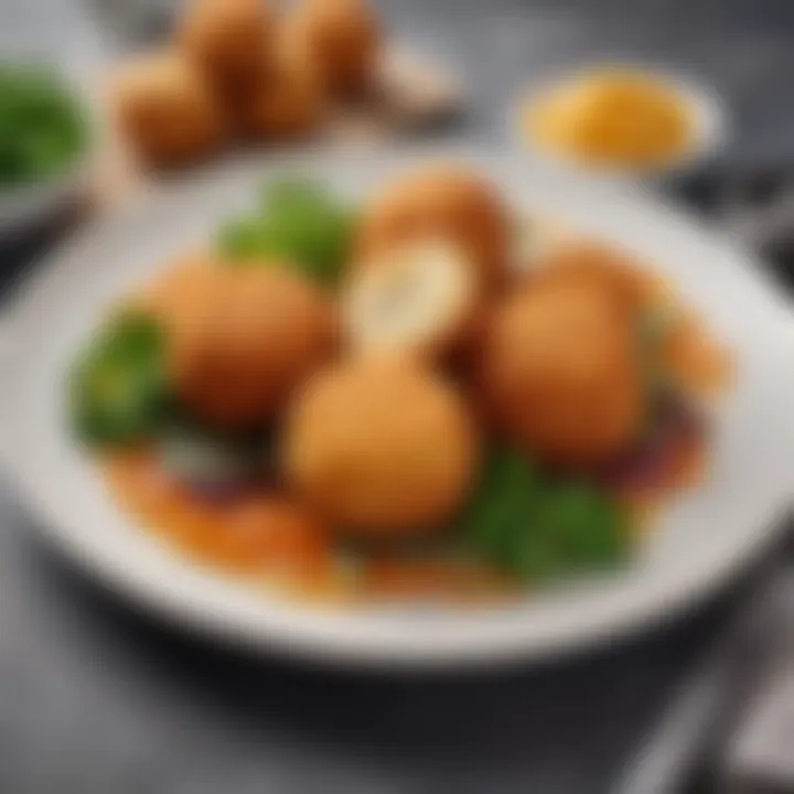 An elegant plate showcasing a gourmet fish croquette dish