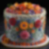 A beautifully decorated birthday cake showcasing intricate floral designs.