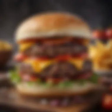 Creative Homemade Burger A visually appealing homemade burger setup with creative toppings.