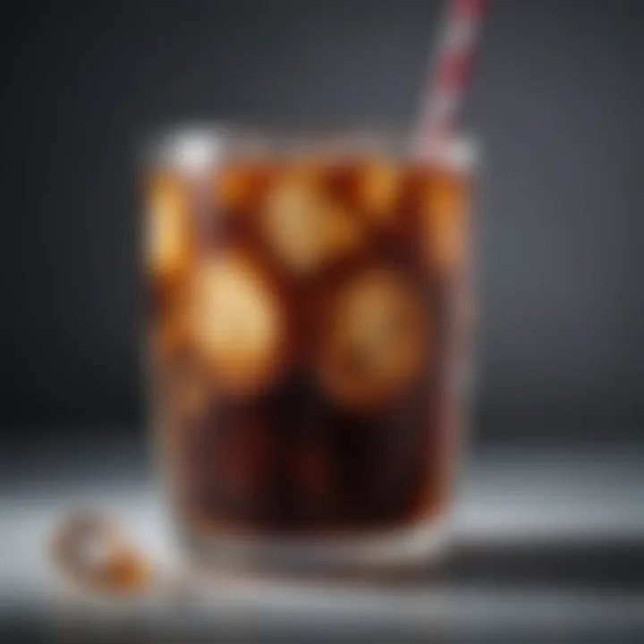 A refreshing glass of cold brew coffee with ice cubes