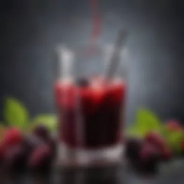 Health benefits of mulberry juice illustrated with vitamins and minerals