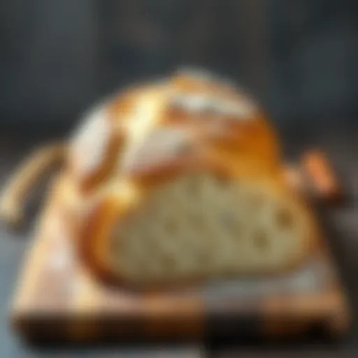 Fresh sourdough bread loaf on a wooden board