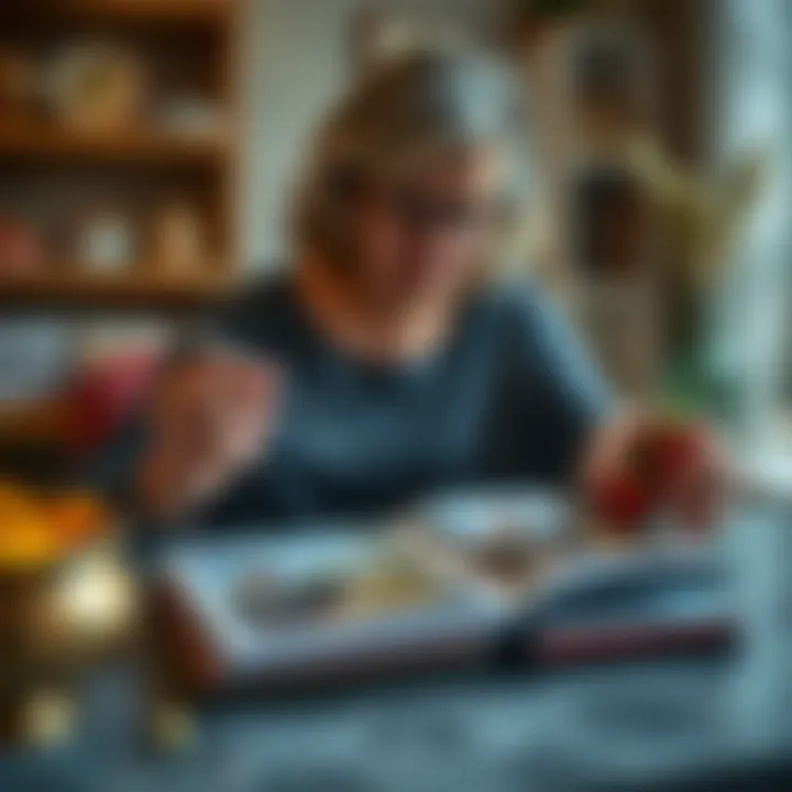 A serene moment of a mother enjoying a personalized photo album.