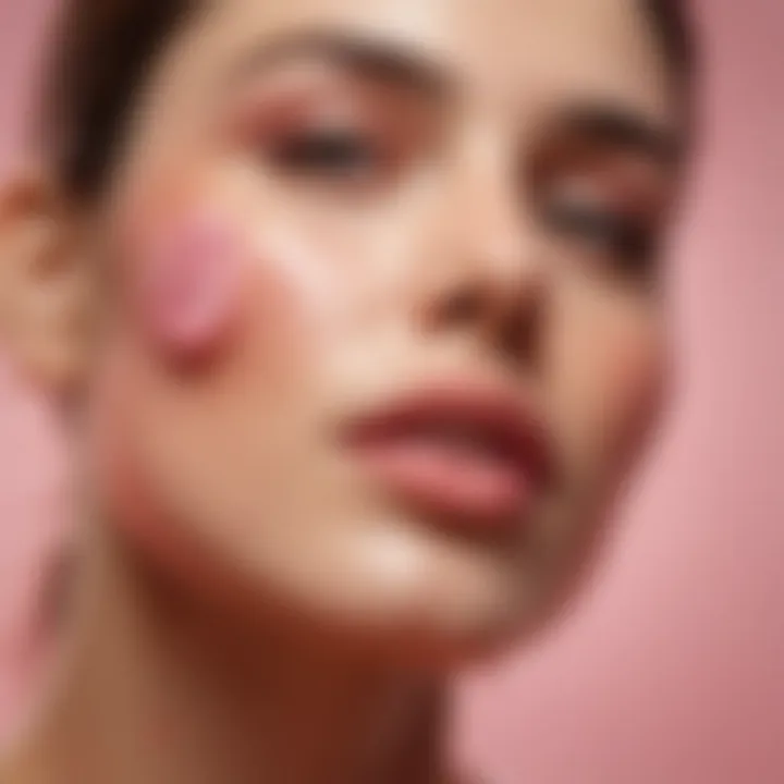 A close-up of a glowing skin with rose water application