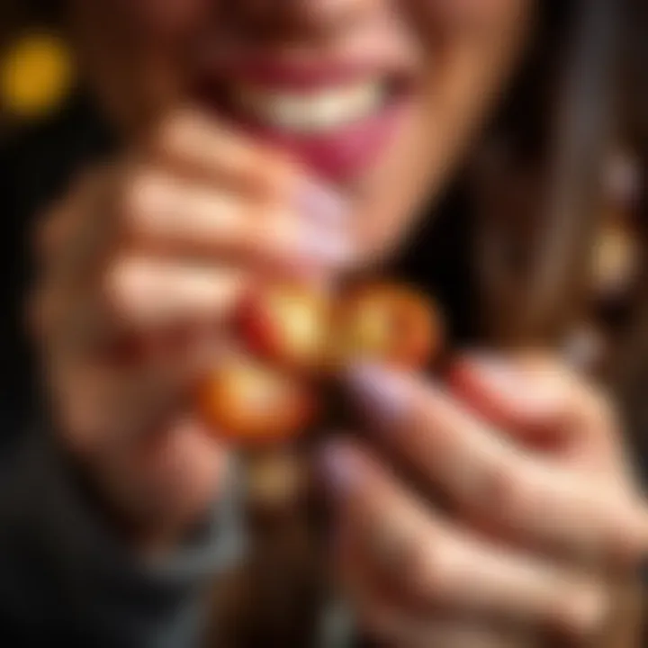 A person enjoying dates as a part of a healthy snack