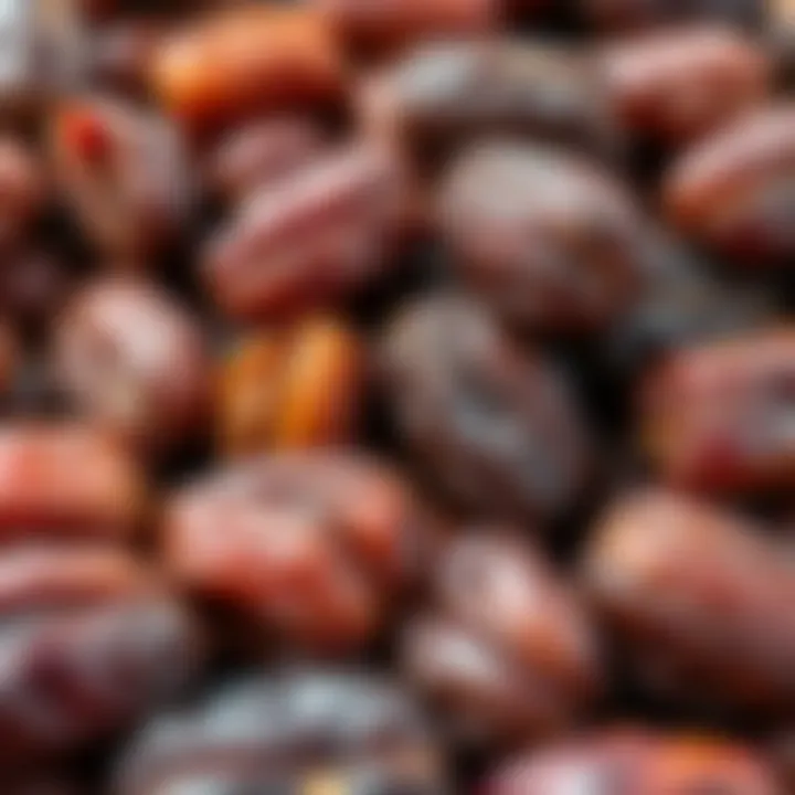 A vibrant assortment of dates with various textures and colors