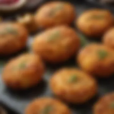 Close-up of a perfectly fried İçli Köfte with a golden crust