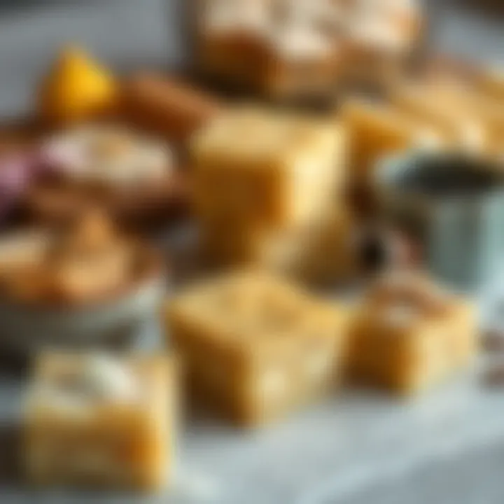 A variety of semolina halva types on a table