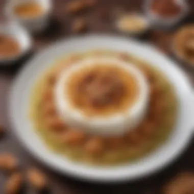 Delicious kadayıf dessert garnished with nuts