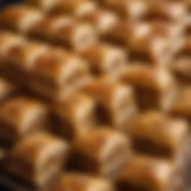 Close-up of flaky baklava layers