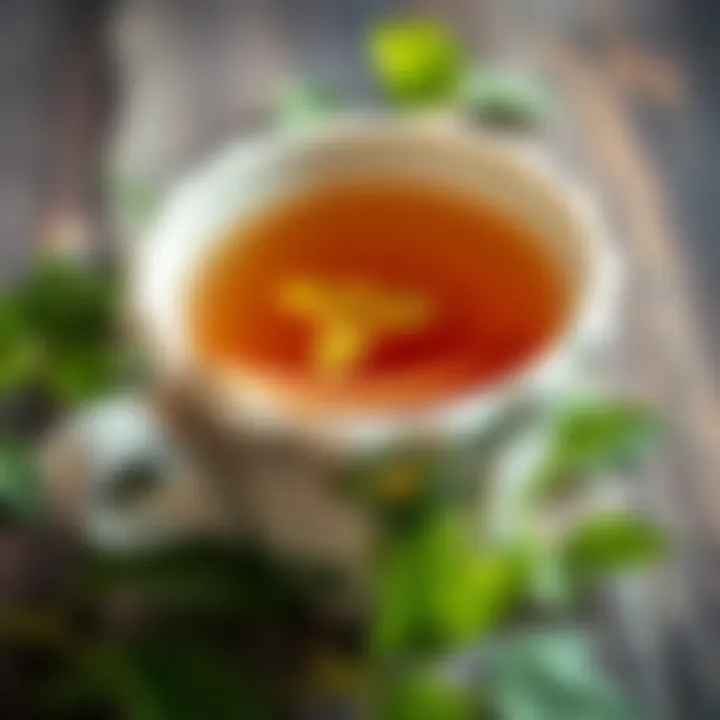 A close-up of a freshly brewed cup of catnip tea