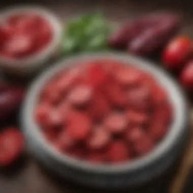 Nutritional Benefits of Red Pickles Nutritional benefits of red pickles displayed on a table