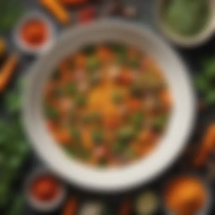 A vibrant bowl of Knorr vegetable seasoning surrounded by herbs