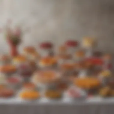 A beautifully arranged dessert table showcasing Pey Tat Hayrabolu Tatlısı among other traditional sweets