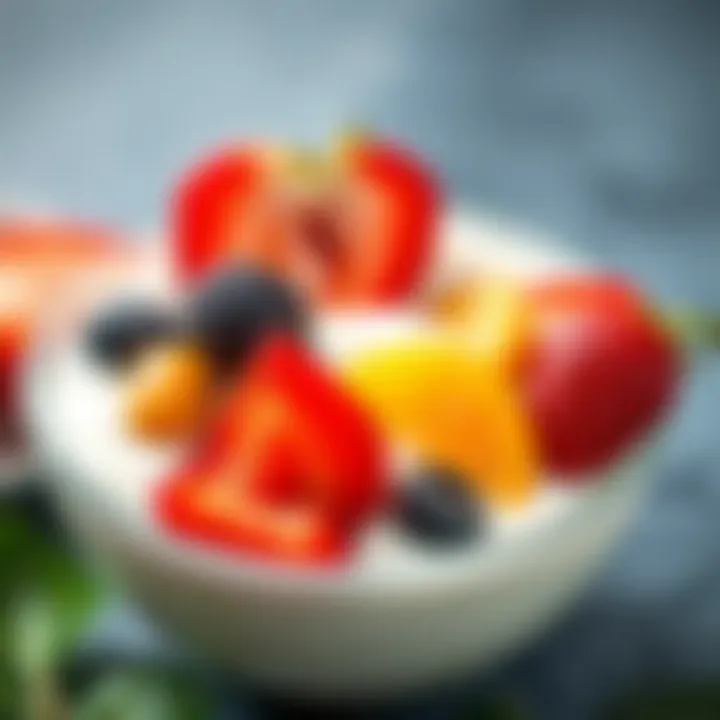 A close-up of probiotic yogurt with fresh fruits