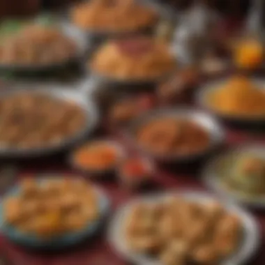 A beautifully arranged table featuring traditional dishes prepared for iftar during Ramadan.