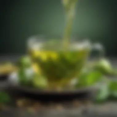 An artistic display of green tea benefits and wellness.