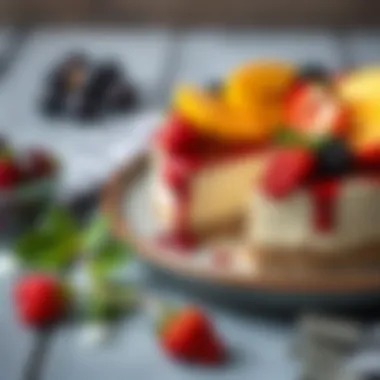 Delicious cheesecake topped with fresh fruits