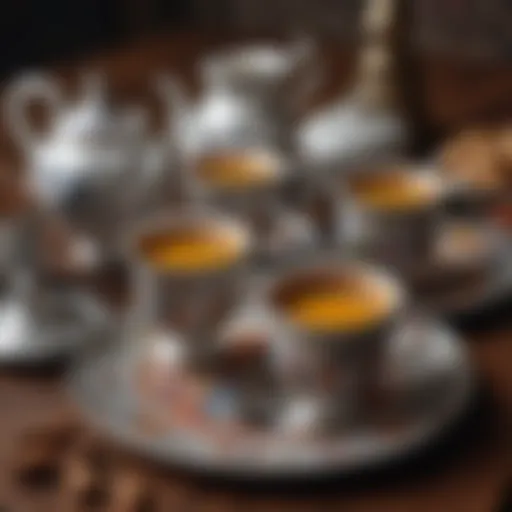 Traditional setup of Tugba Kahve with ornate cups and a rich aroma