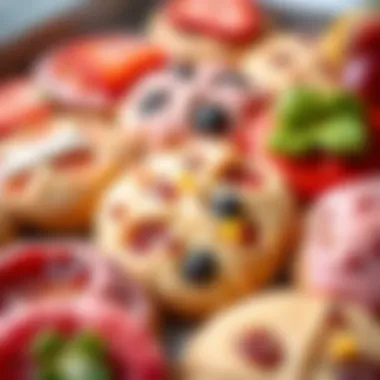 A vibrant tray of fruit-flavored cookies, showcasing a variety of colors and textures.